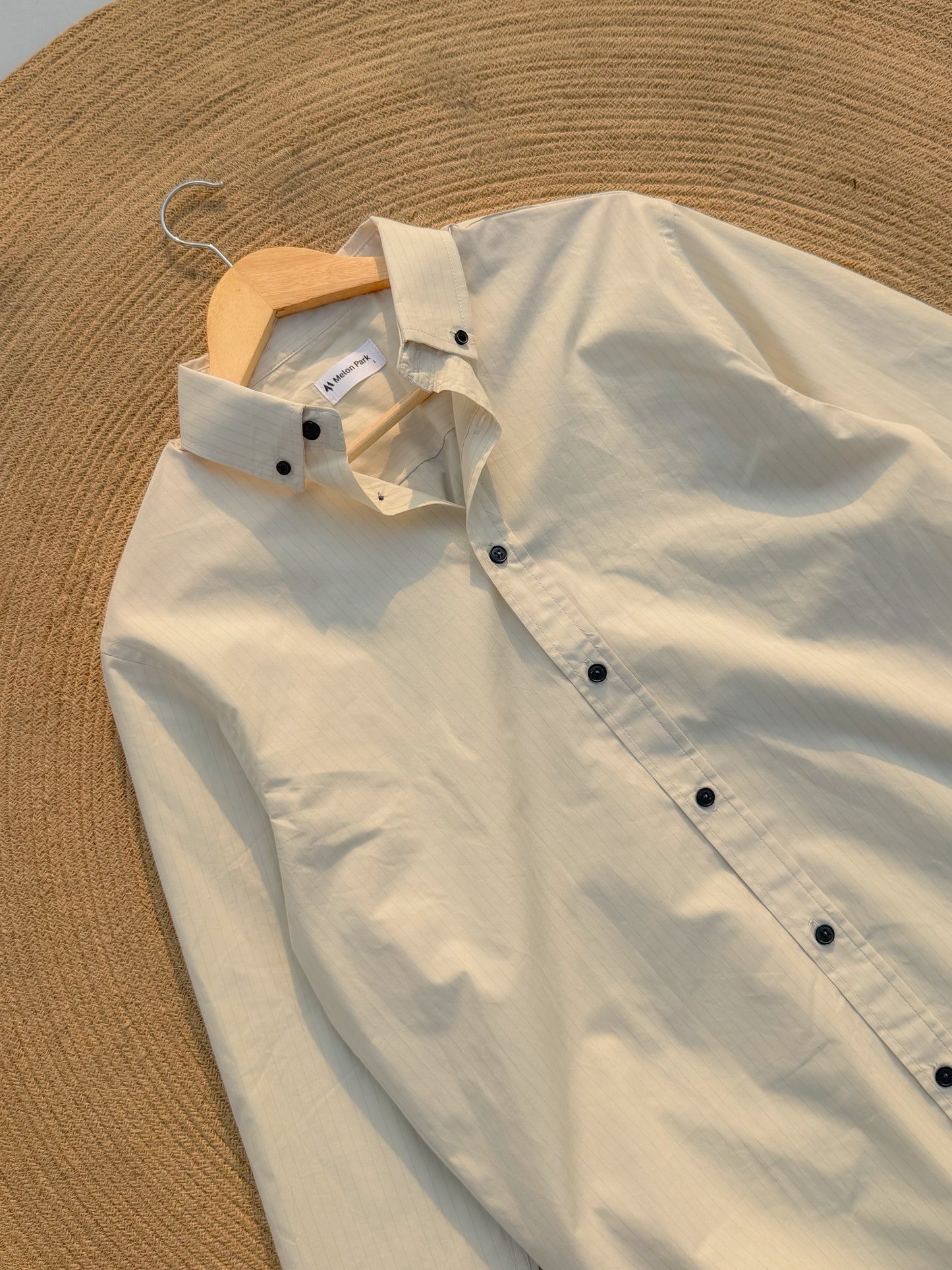 Old Money full sleeve shirt - Ivory Pinstripe