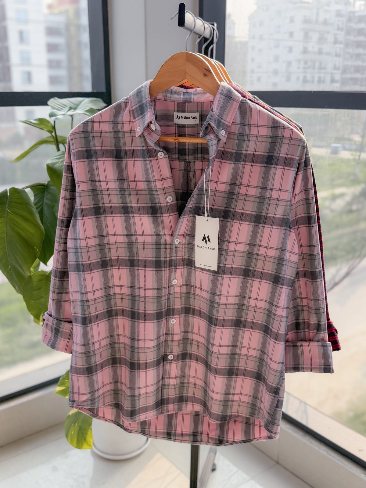 Gentle check shirt - Dusty Coral