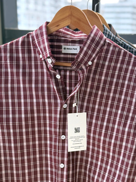 Gentle check shirt - Matrix Maroon