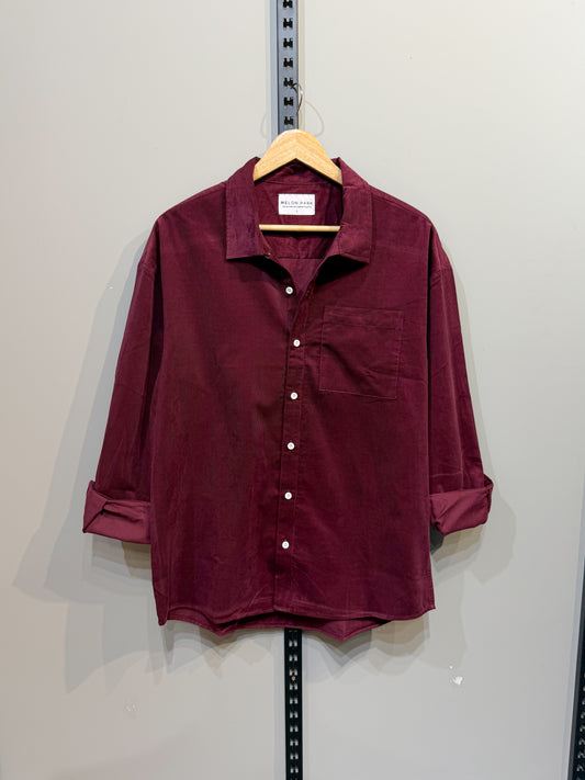 Corduroy Dropshoulder Shirt - Maroon