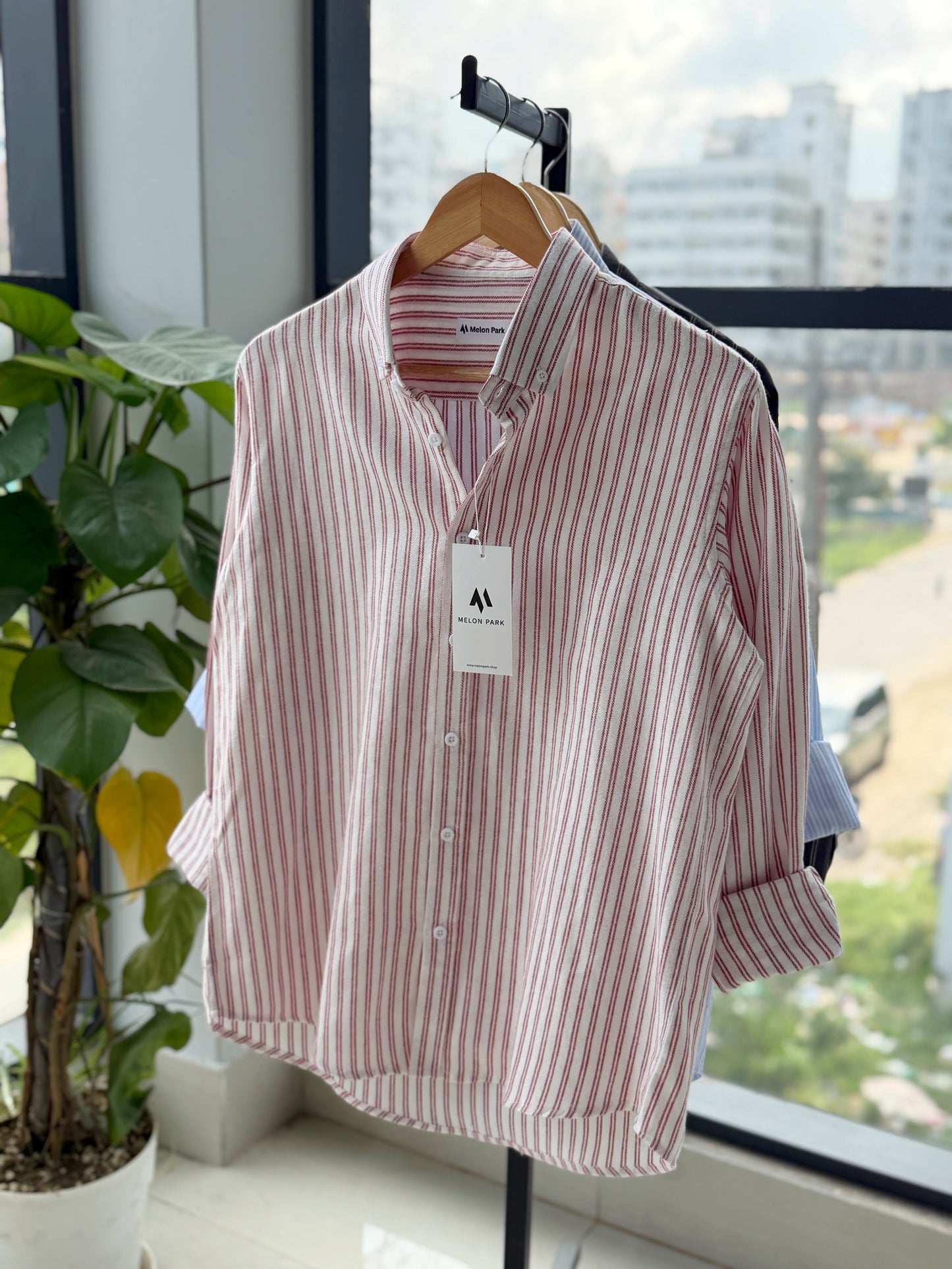 Gentle stripe shirt - Tuscan Red
