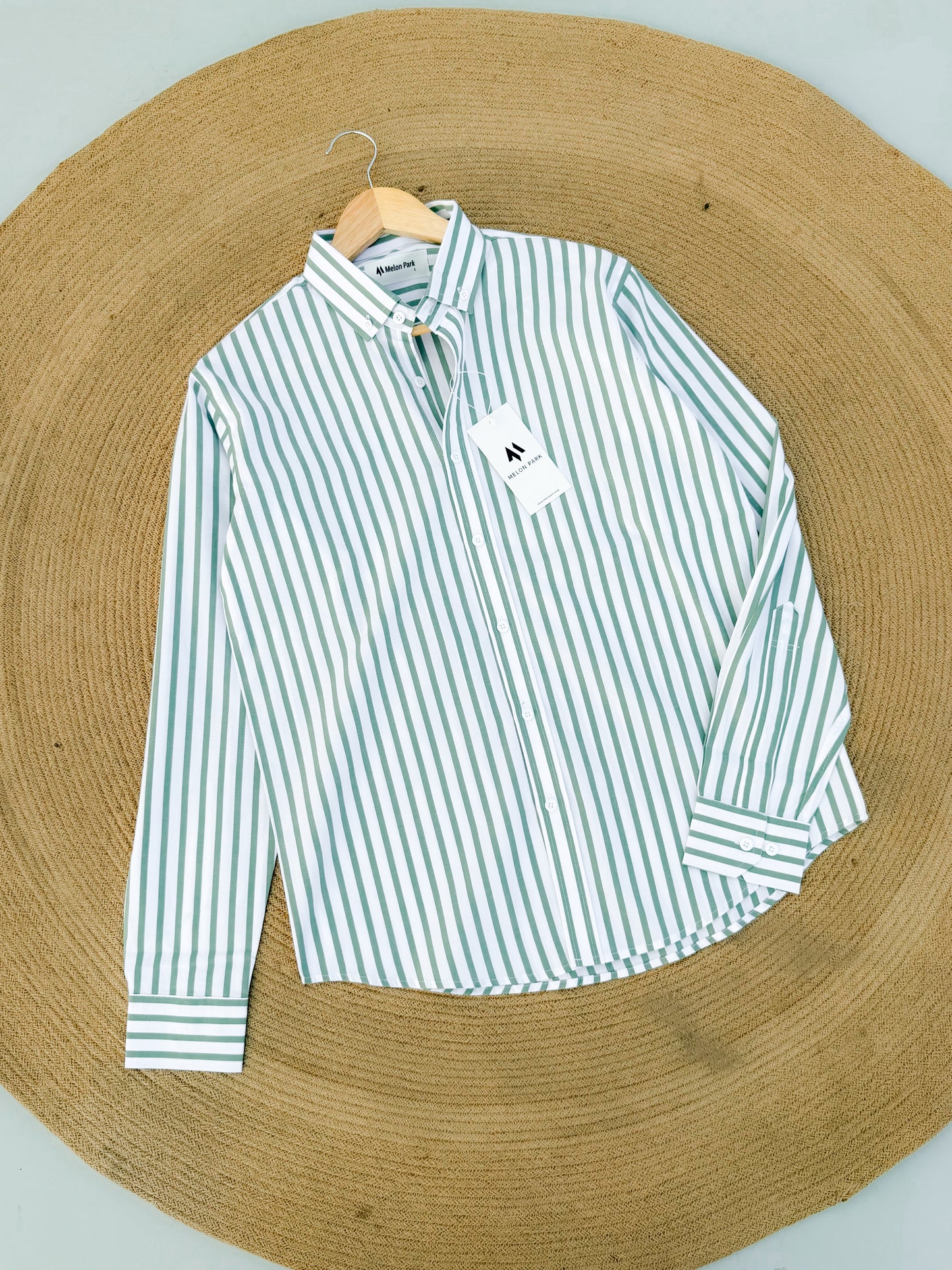 Old Money full sleeve shirt - Mint stripe ( New )