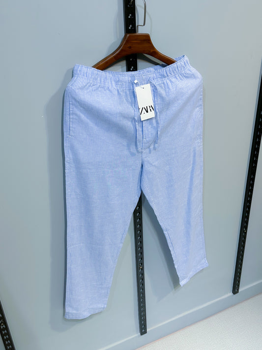 Remi Cotton Trouser - Sky Blue stripe