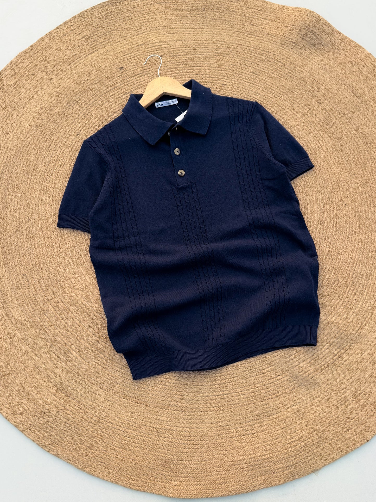 Velour Knit polo - Navy Blue