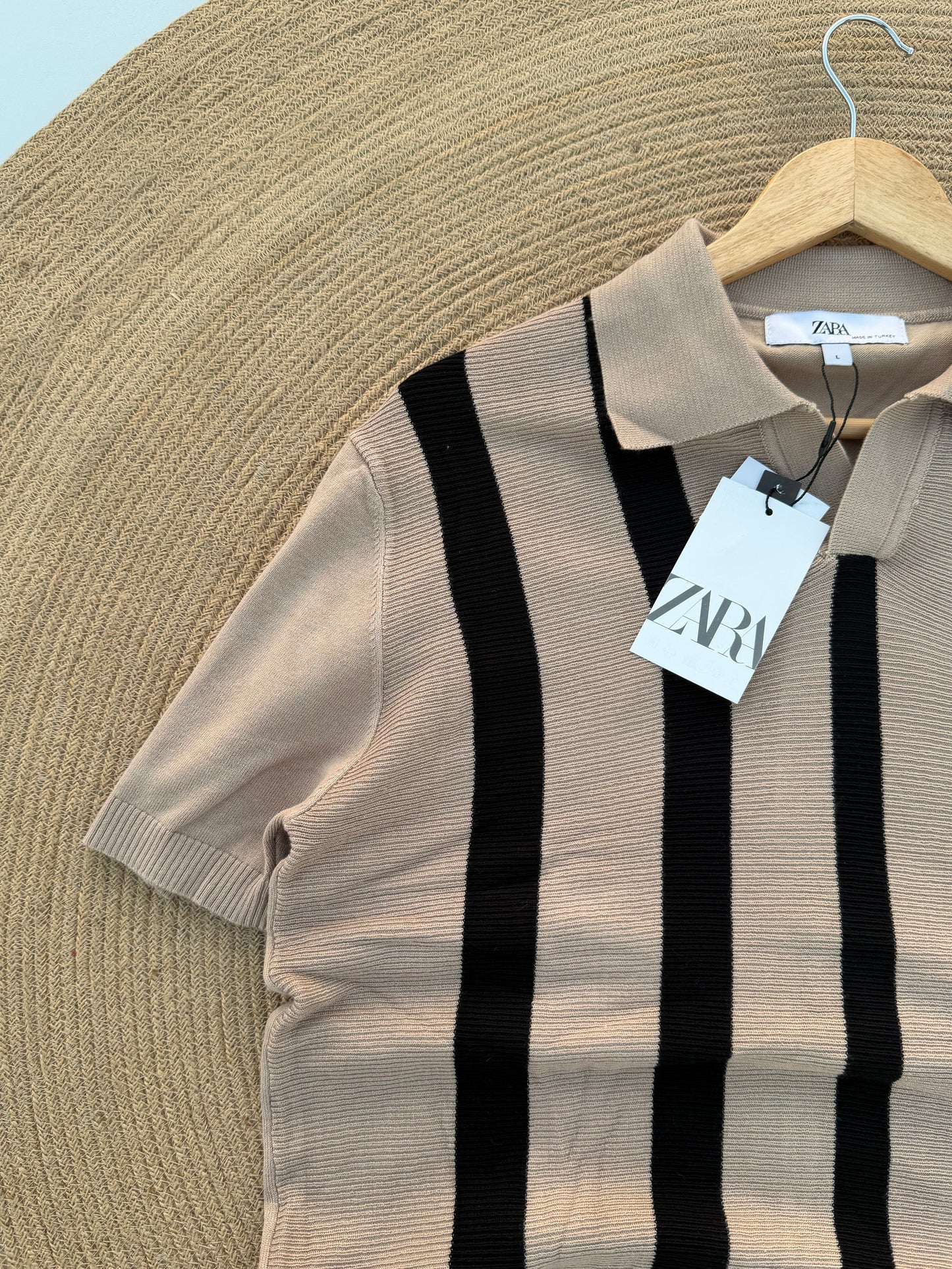 Executive Knitted Polo - Beige with Black