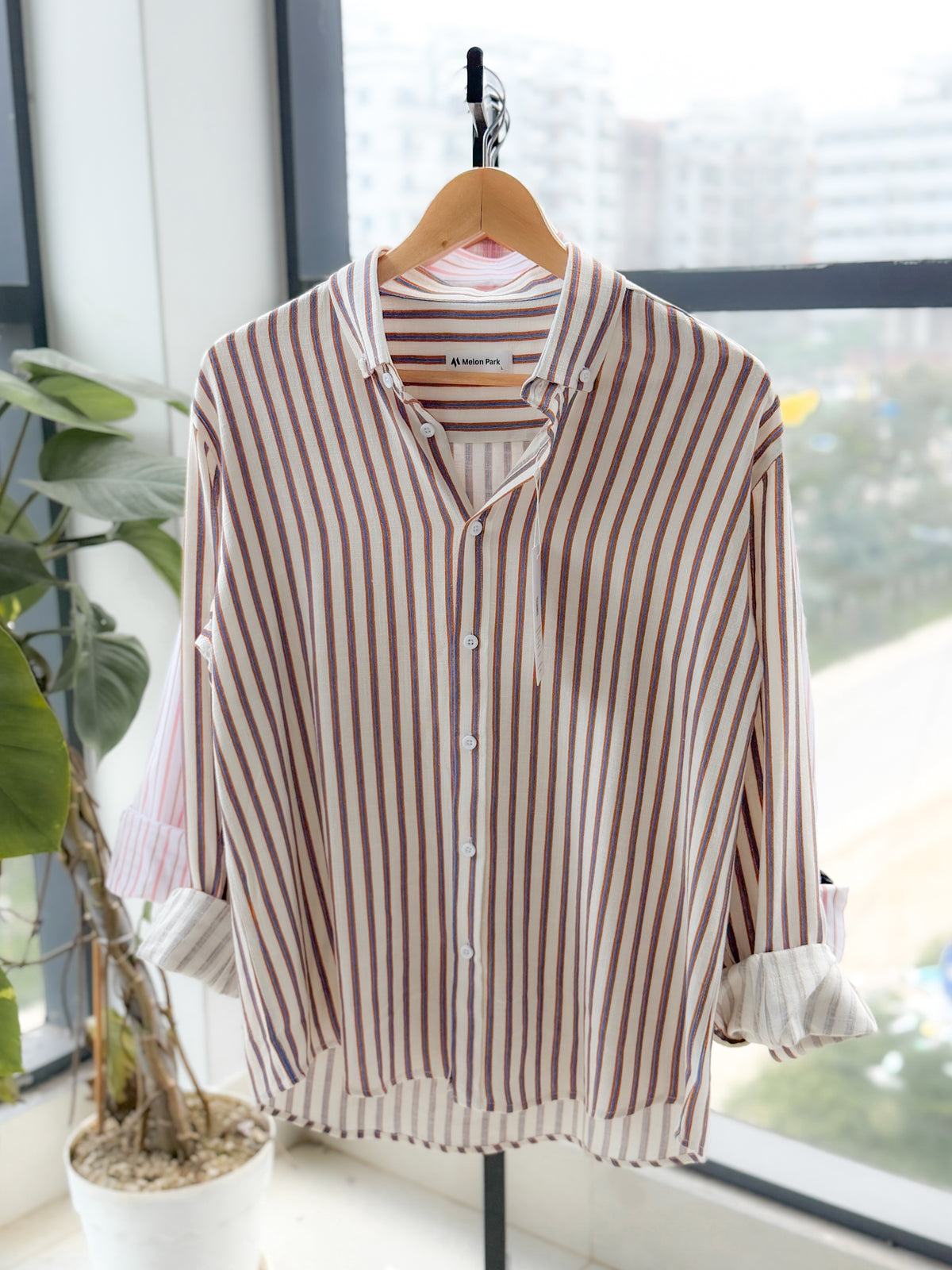 Gentle stripe shirt - Coastline Ochre