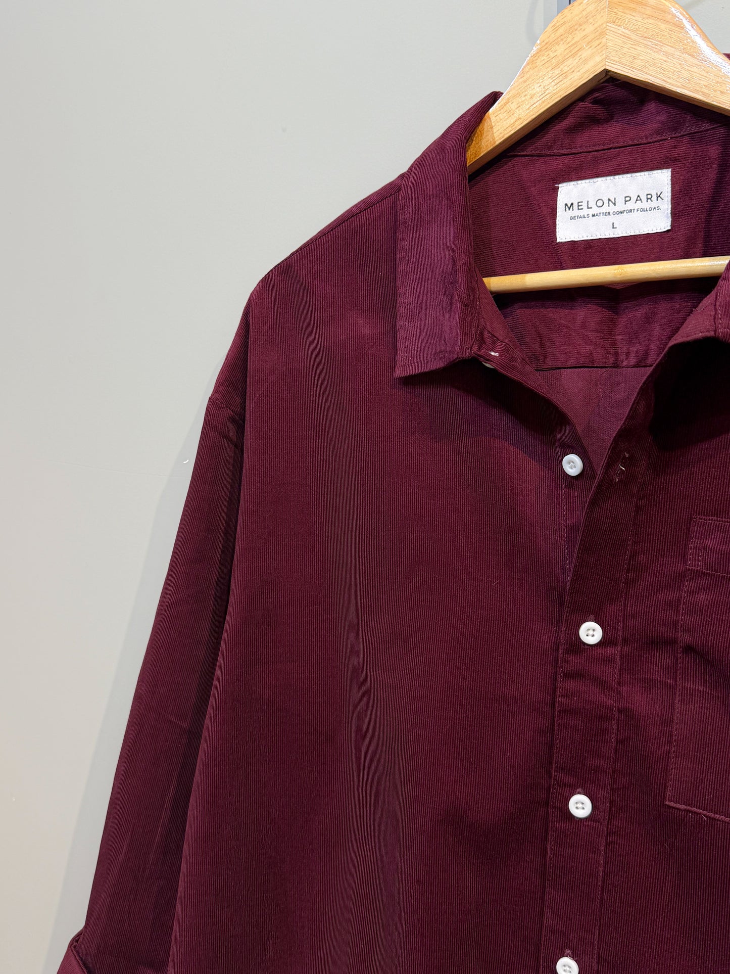 Corduroy Dropshoulder Shirt - Maroon