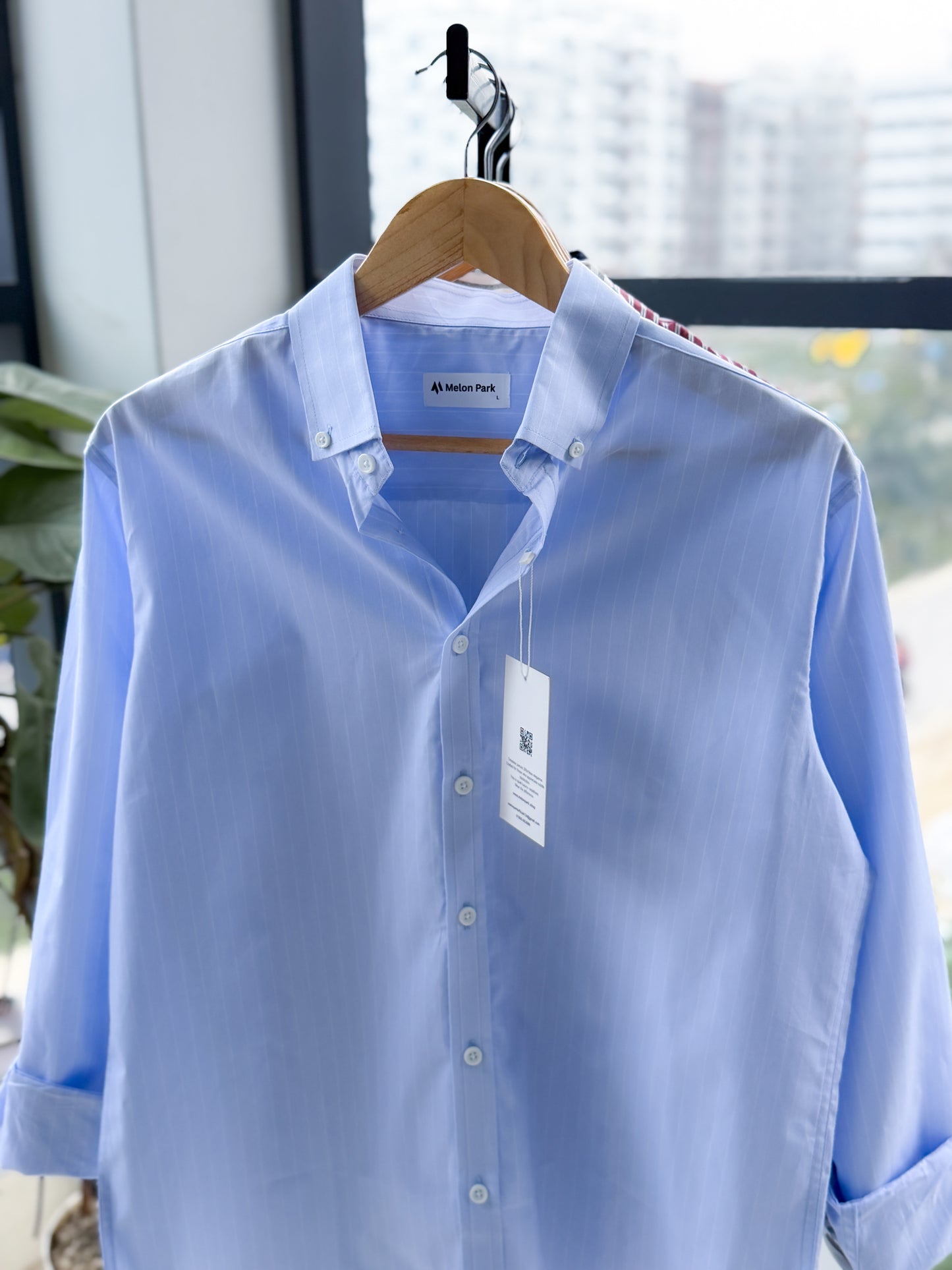 Gentle stripe shirt - Powder Blue micro-stripe