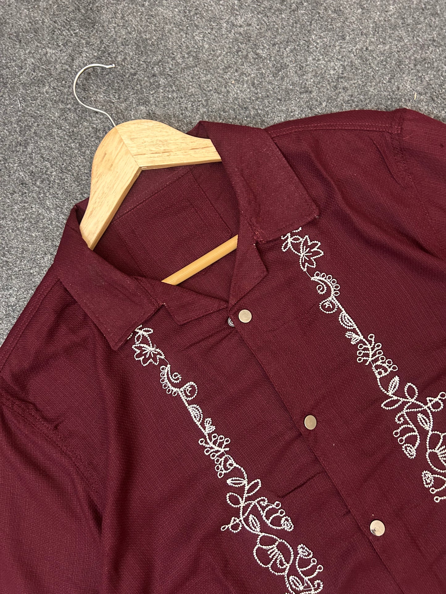 Maroon Blooming Cuban Shirt
