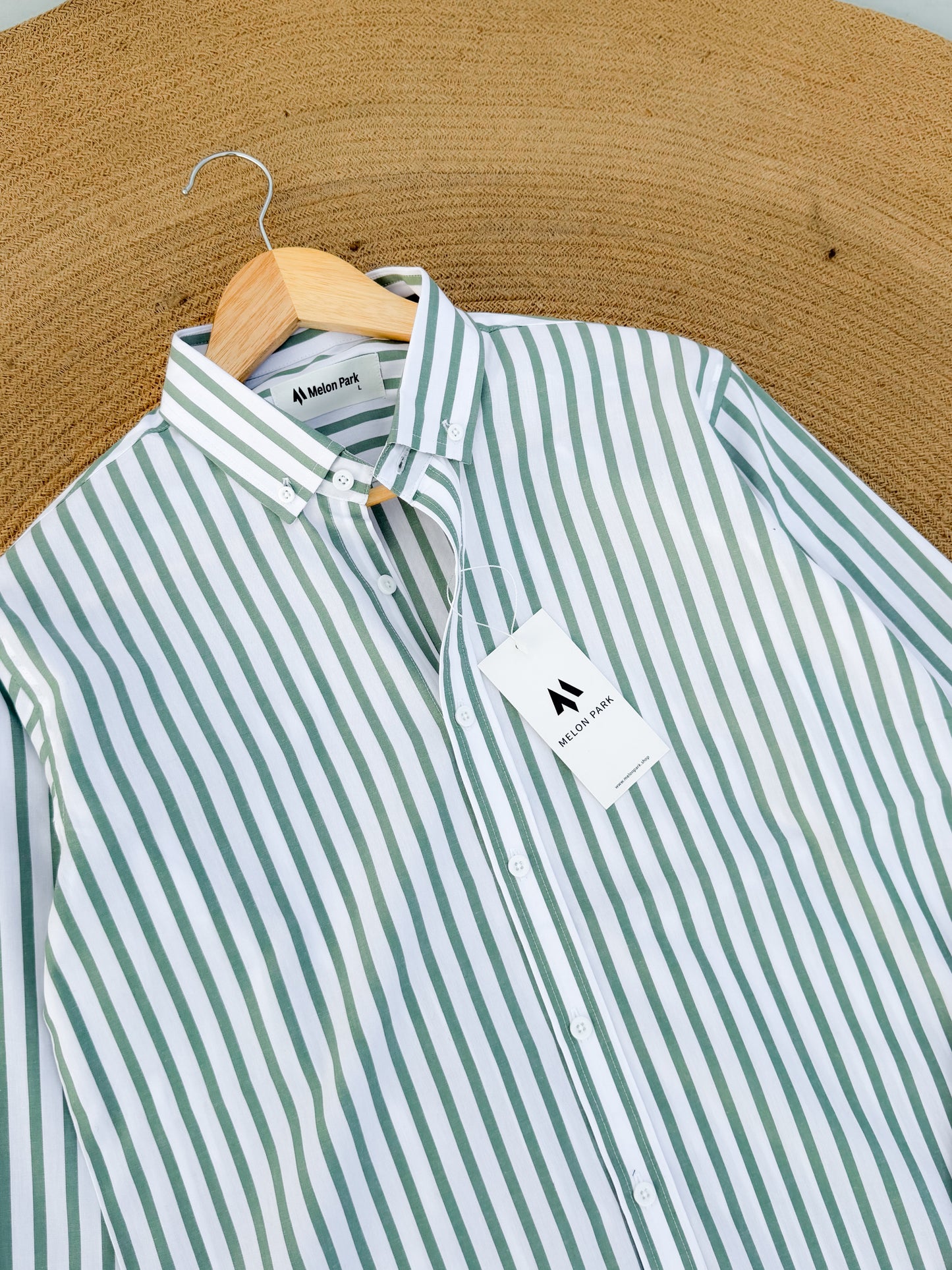 Old Money full sleeve shirt - Mint stripe ( New )