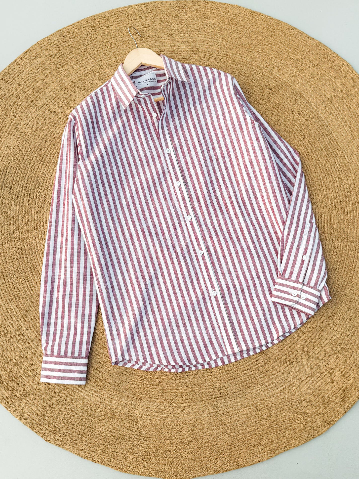 Gentle stripe shirt - Berry Maroon