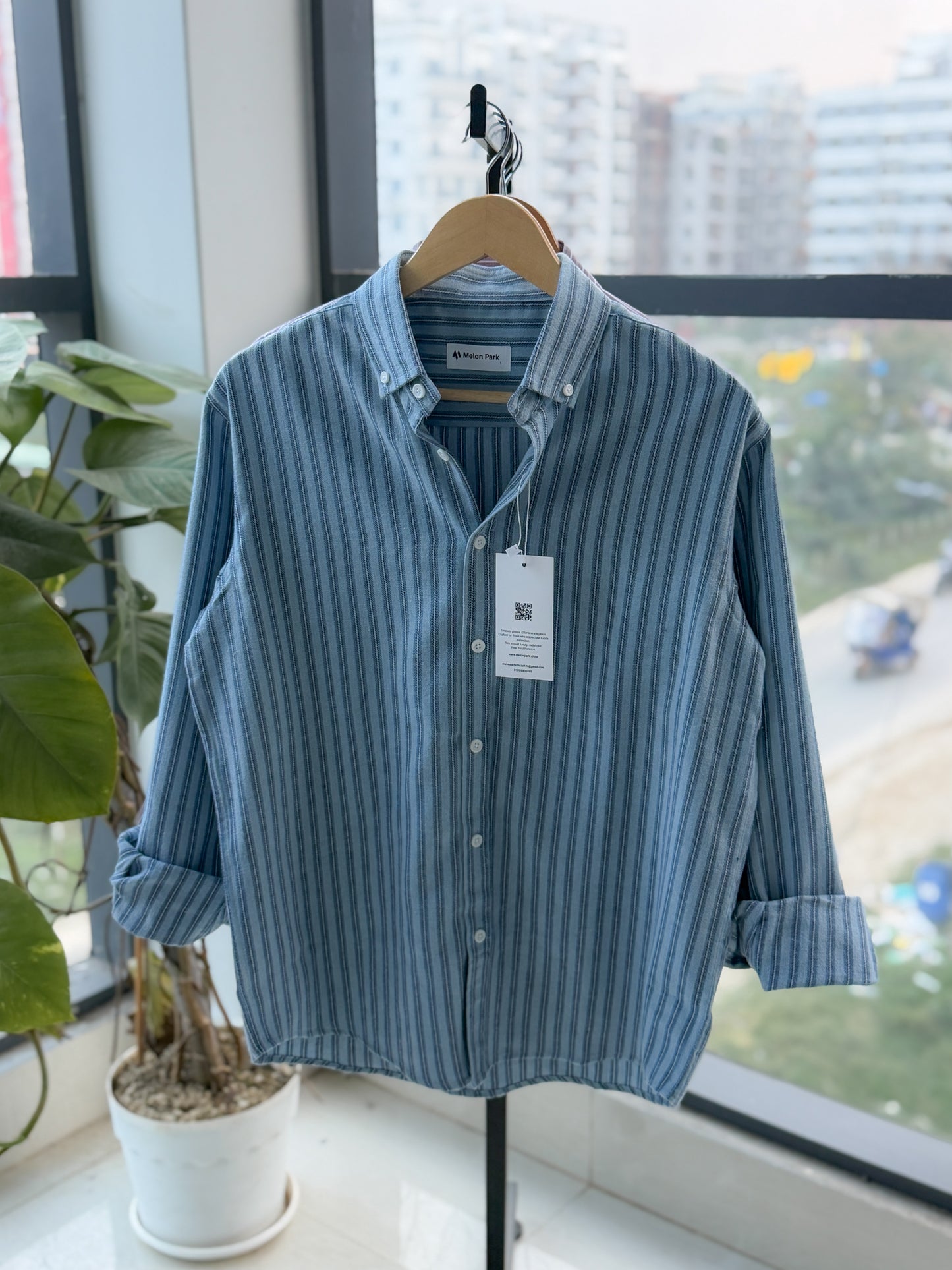 Gentle stripe shirt - Harbor Blue stripe