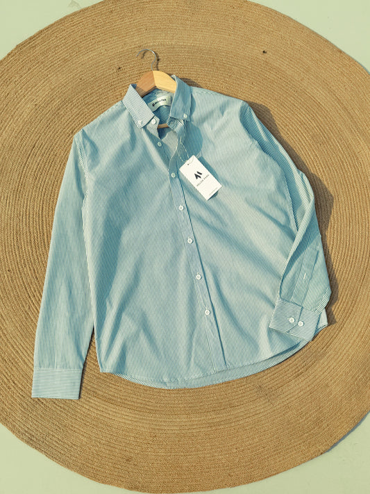Old Money full sleeve shirt - Mint stripe