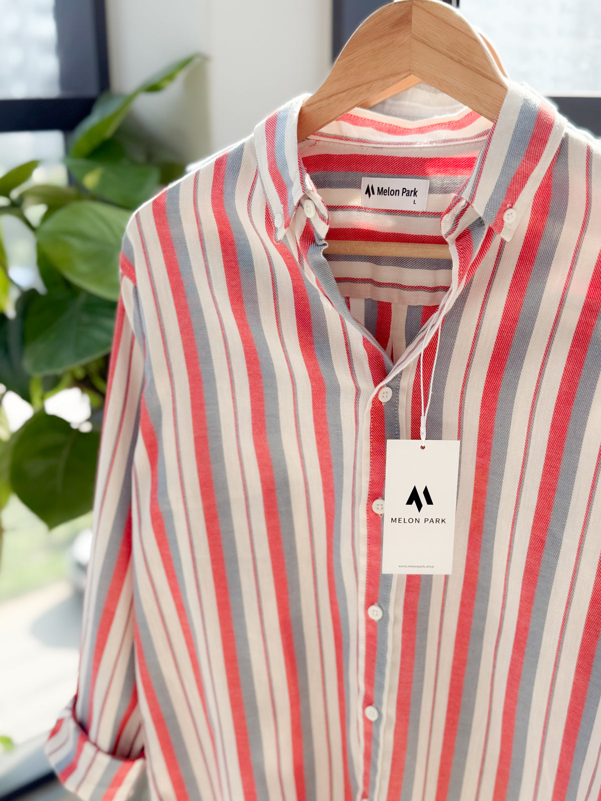 Gentle stripe shirt - Coral Slate