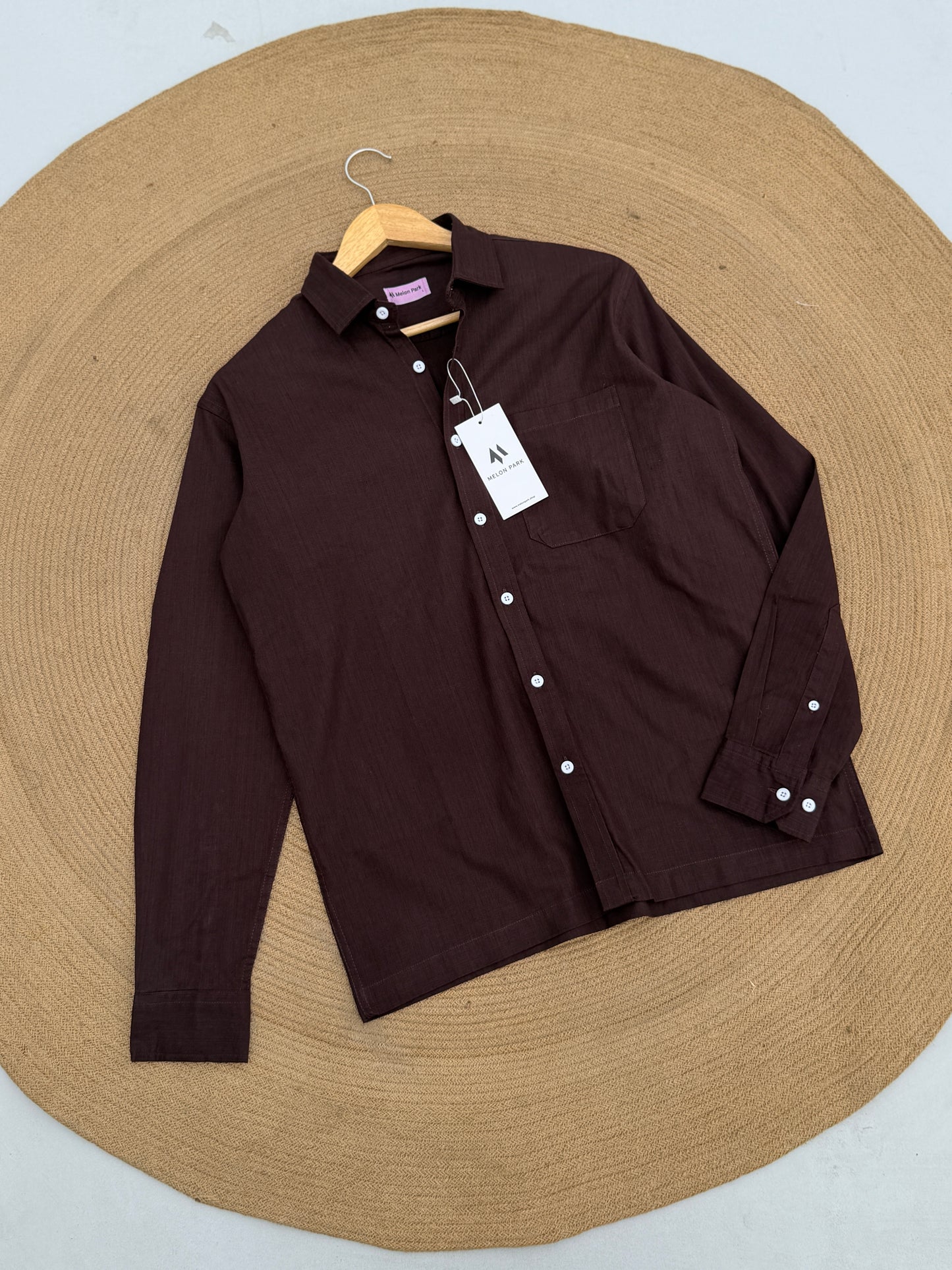 Drop-shoulder boxy shirt - Dark Chocolate