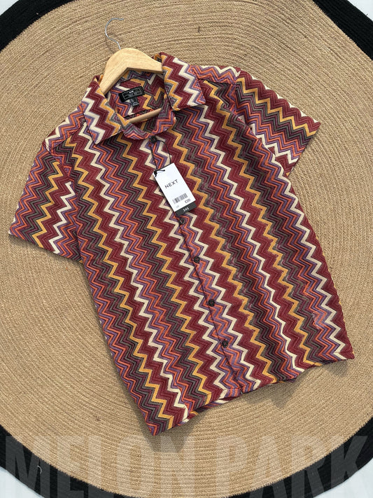 Zigzag Pink Cuban Half Shirt
