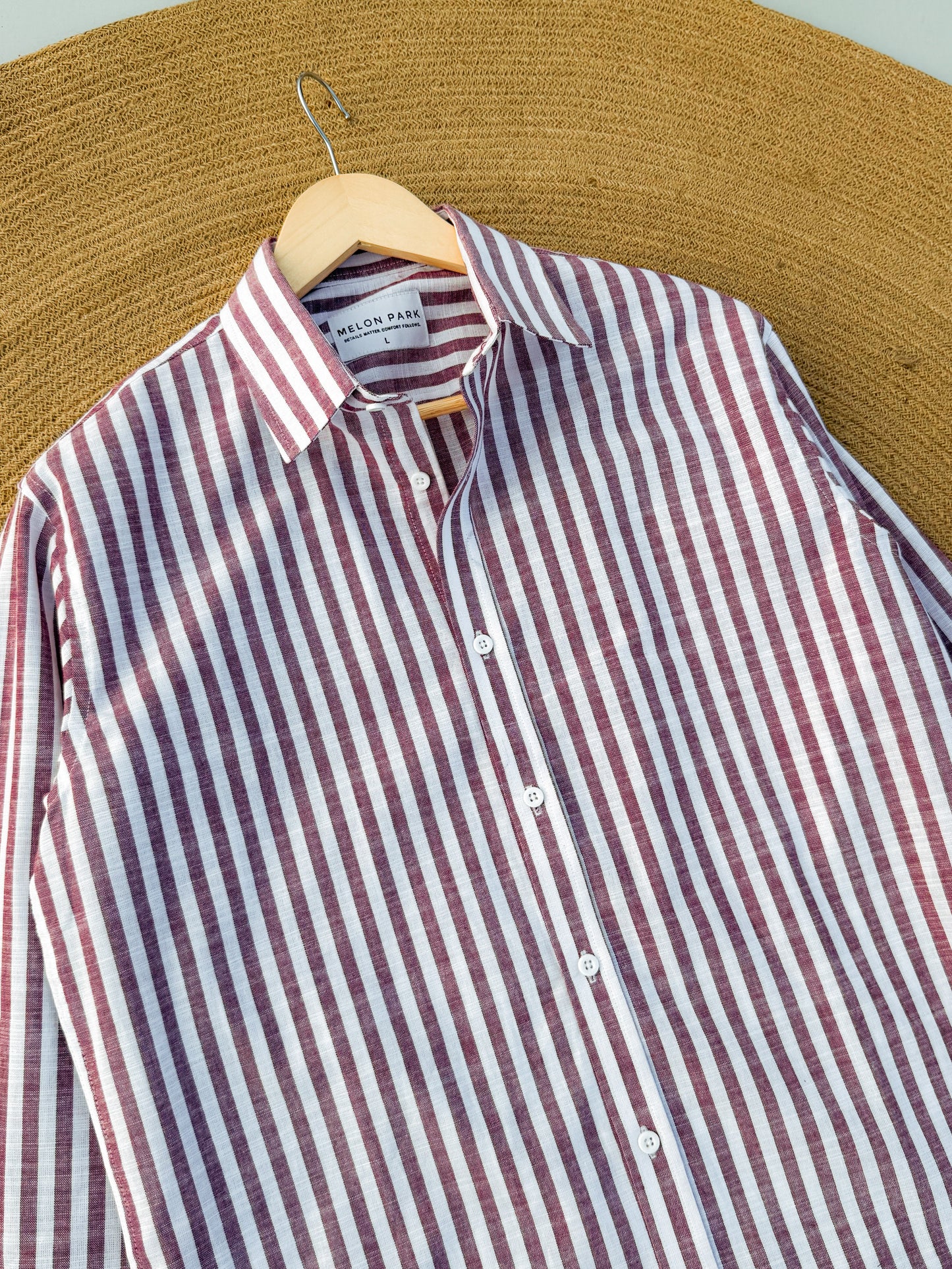 Gentle stripe shirt - Berry Maroon