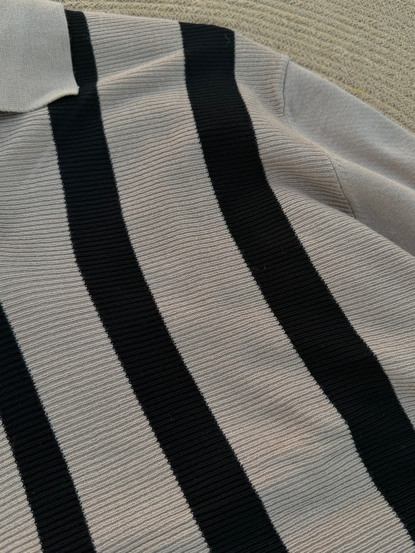 Executive Knitted Polo - Beige with Black