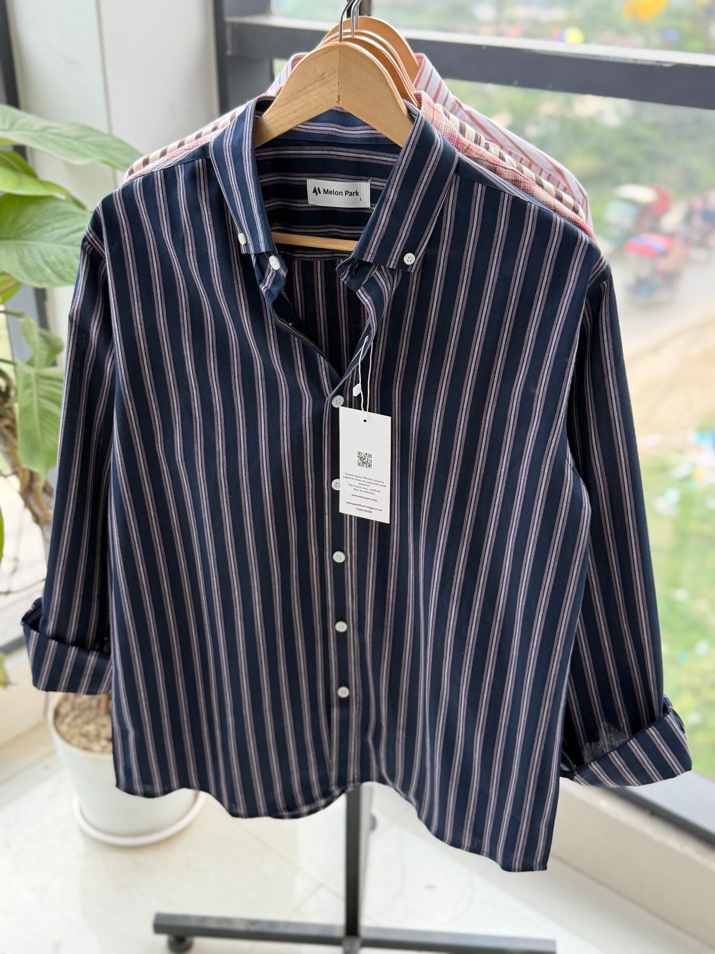 Gentle stripe shirt - Midnight Chalk stripe