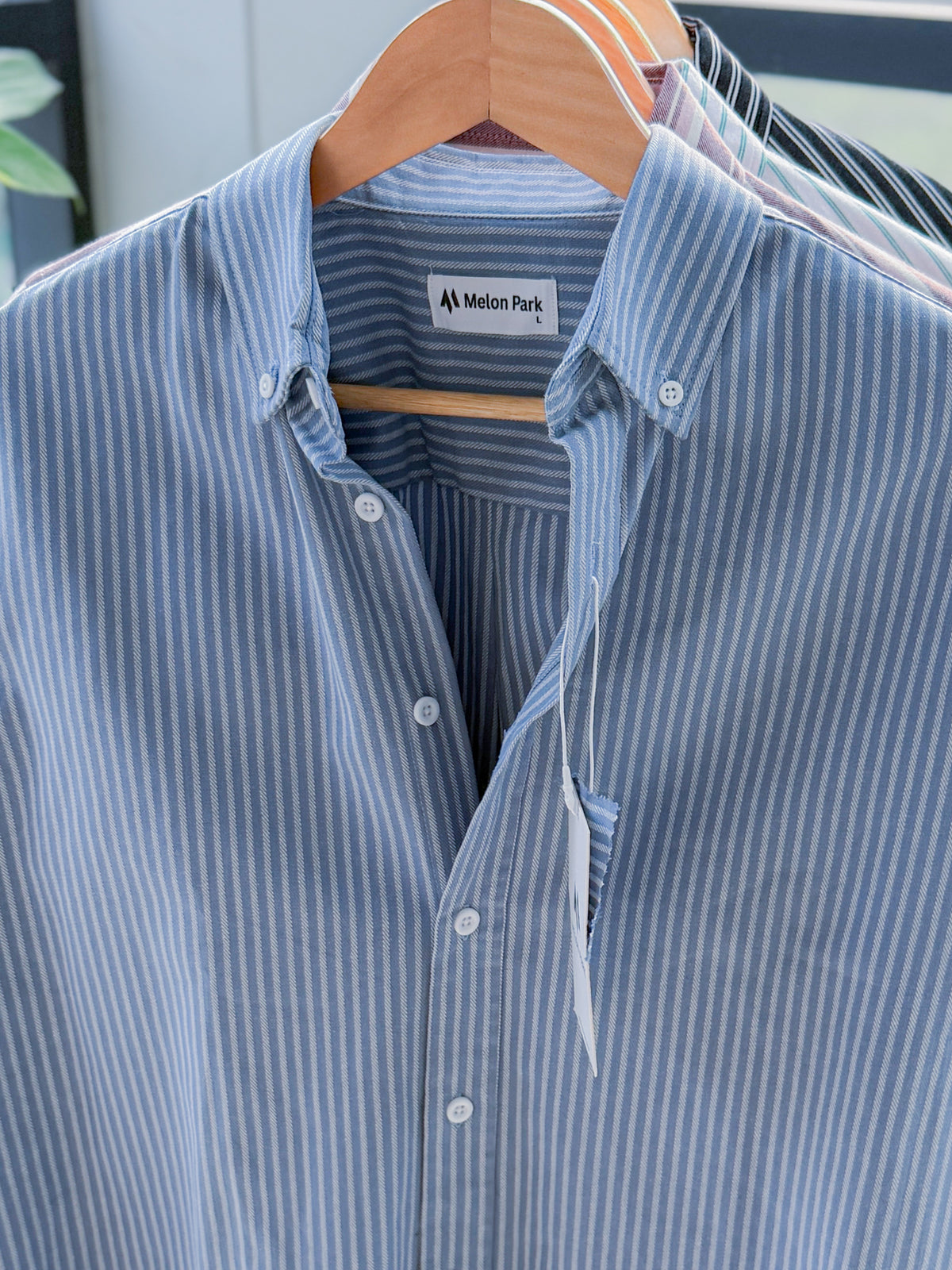 Gentle stripe shirt - Steel Azure