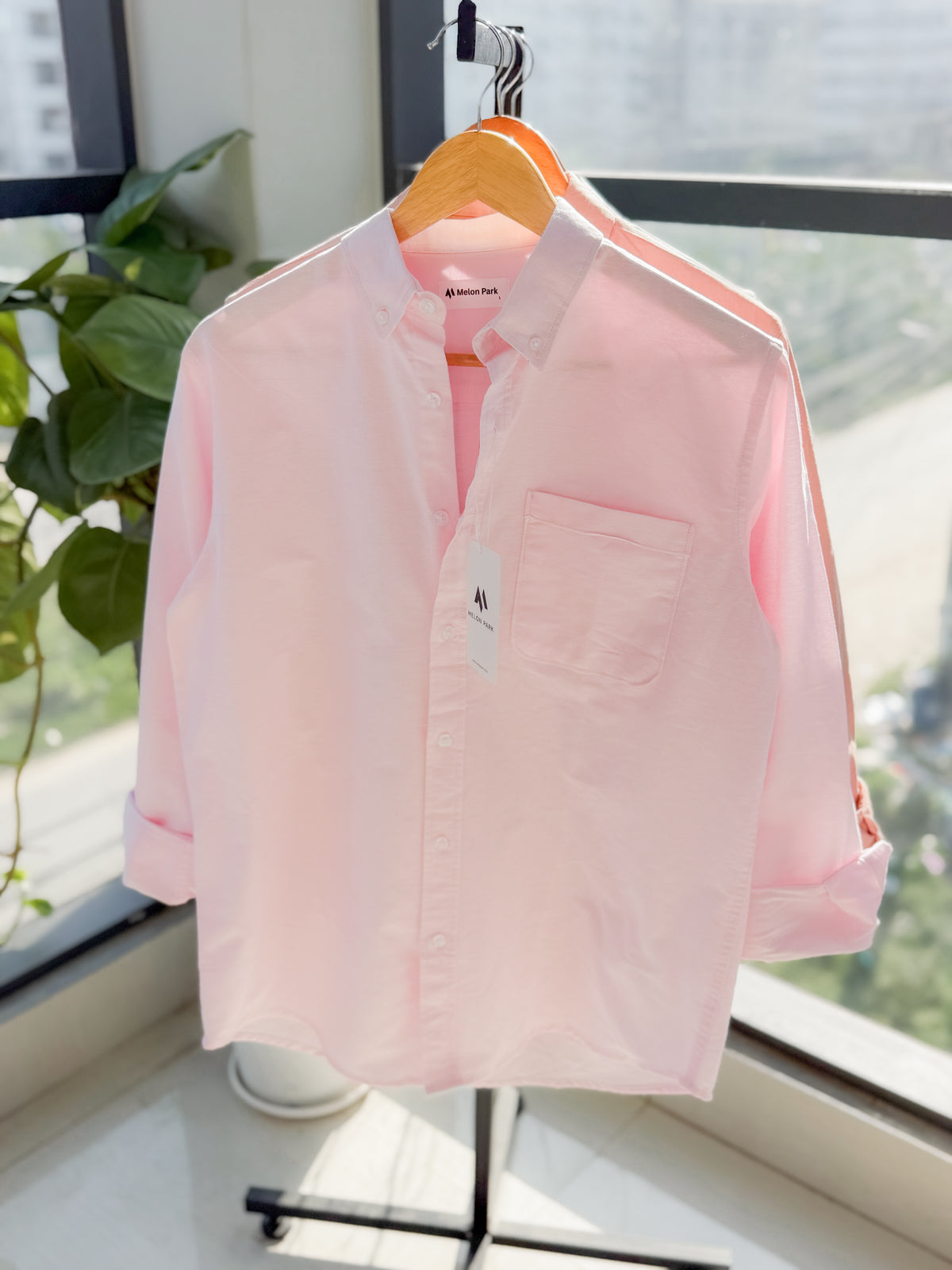 Chambray solid shirt - Baby Pink