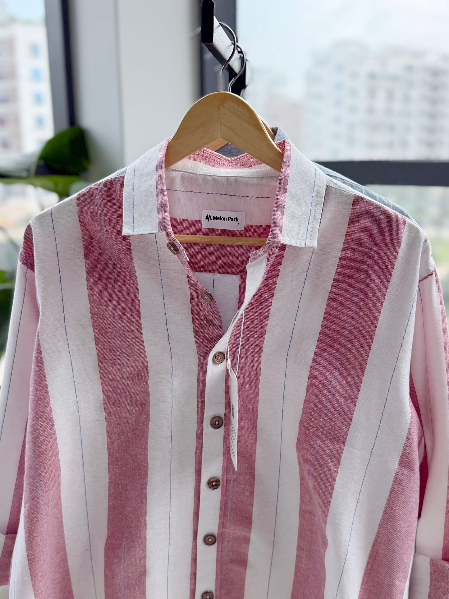 Gentle stripe Drop-shoulder shirt - Raspberry Sorbet