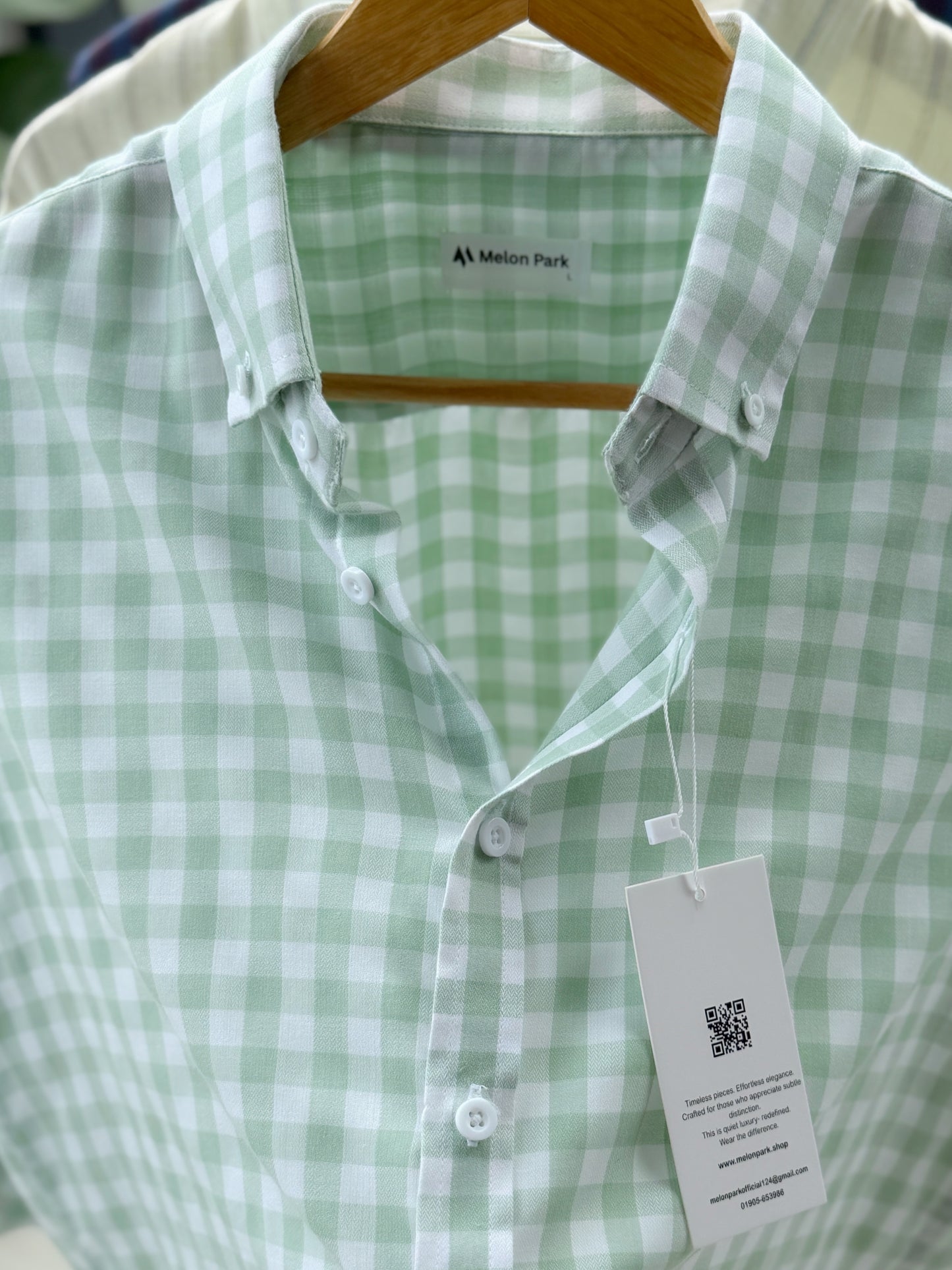 Gentle check shirt - Mint drift