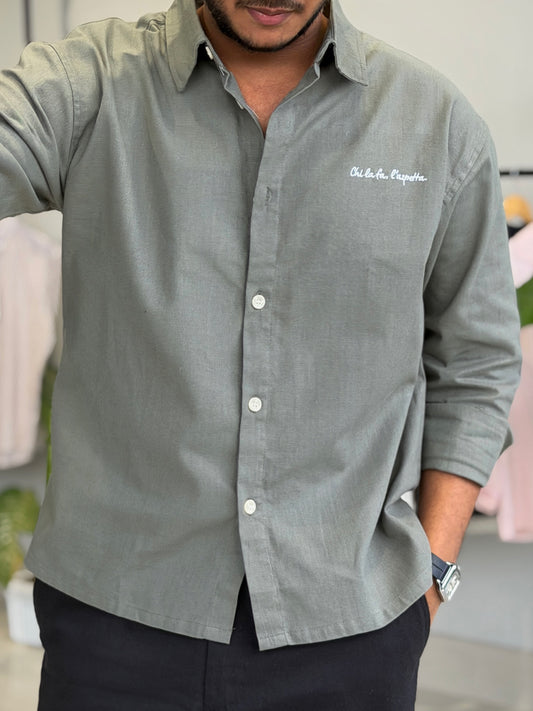 Embroidery Oversized Baggy shirt - Mint