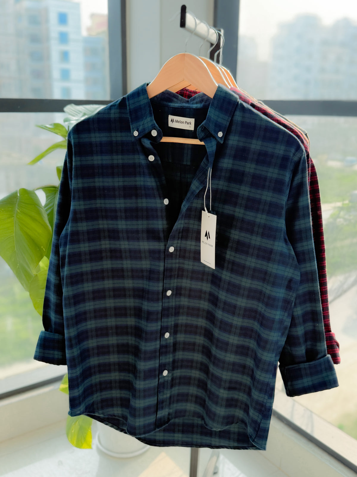 Gentle check shirt - Forest Emerald
