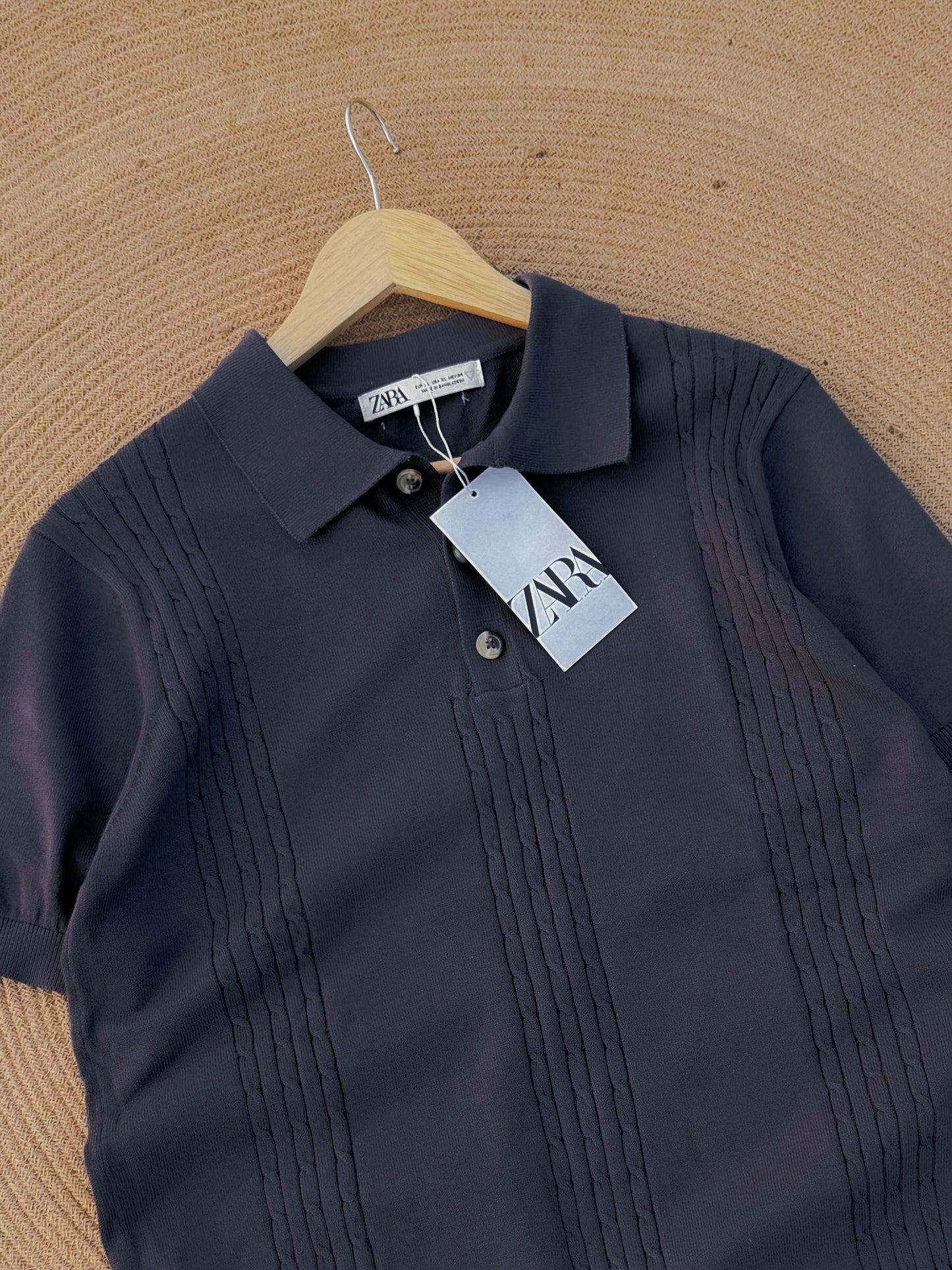 Velour Knit polo - Dark Grey