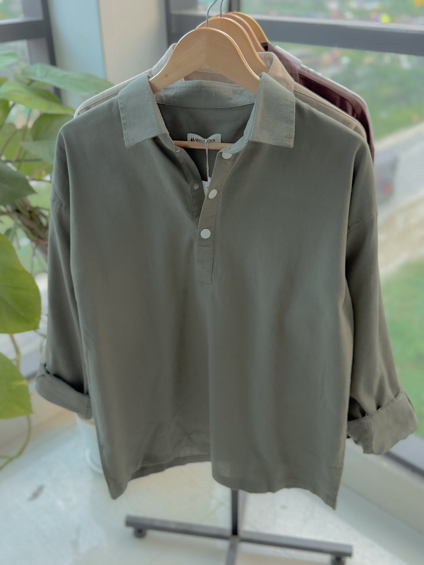 Fine Henley shirt - Olive