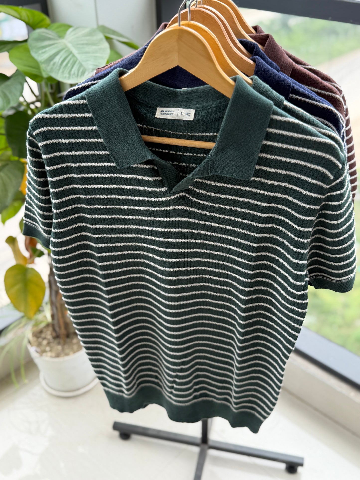 Cabana Knitted Polo - Bottle Green