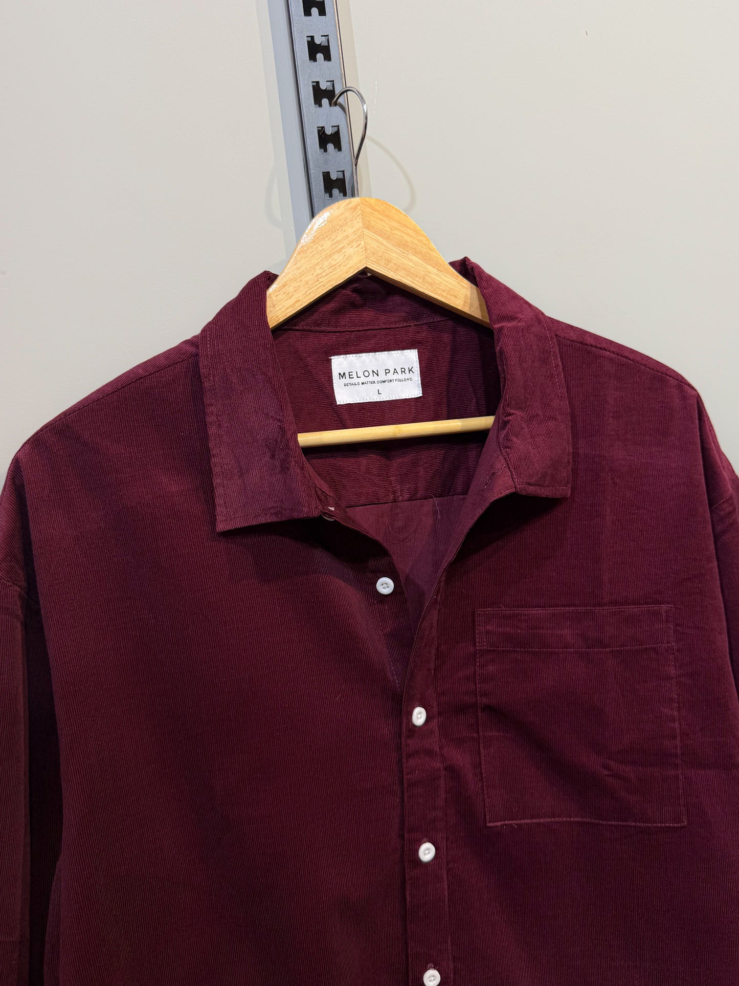 Corduroy Dropshoulder Shirt - Maroon