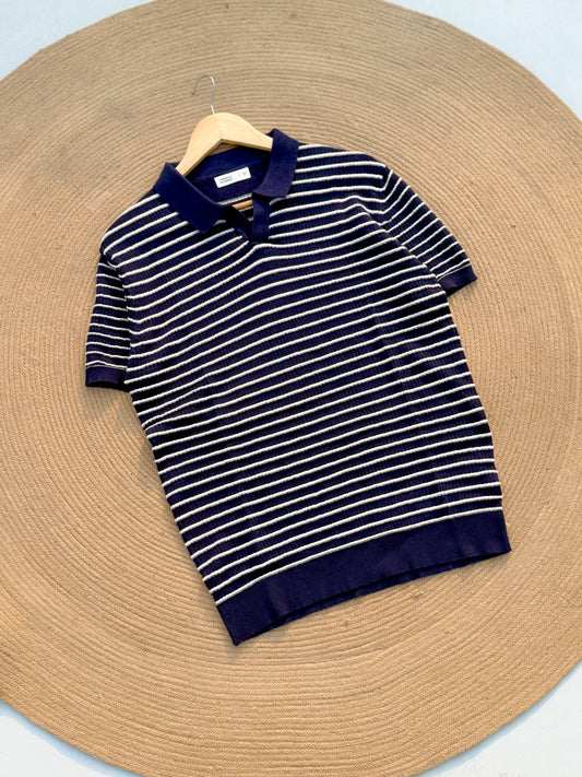Cabana Knitted Polo - Navy Blue