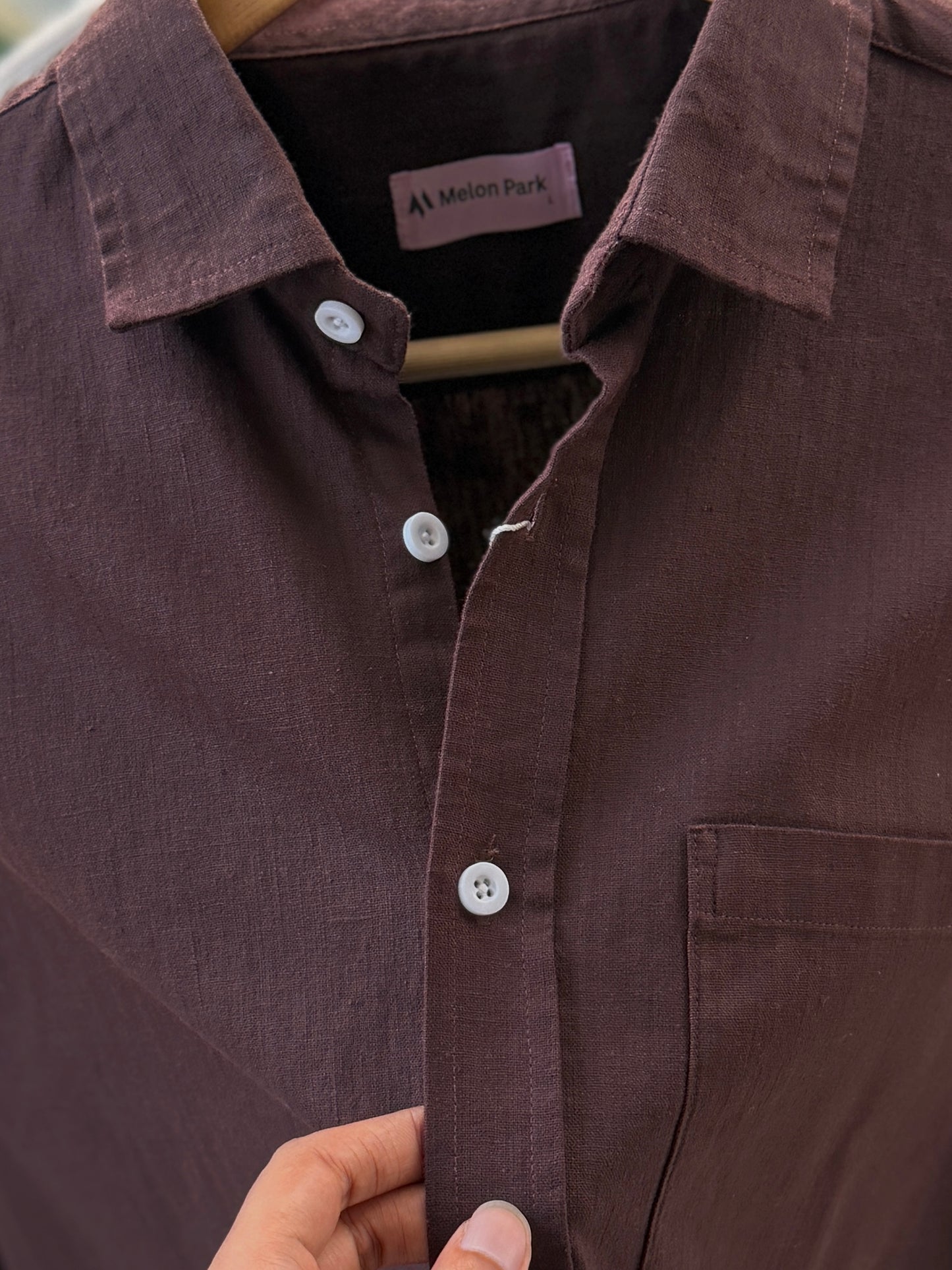 Drop-shoulder boxy shirt - Dark Chocolate