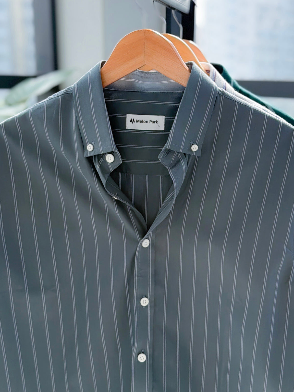 Gentle stripe shirt - Teal slate stripe
