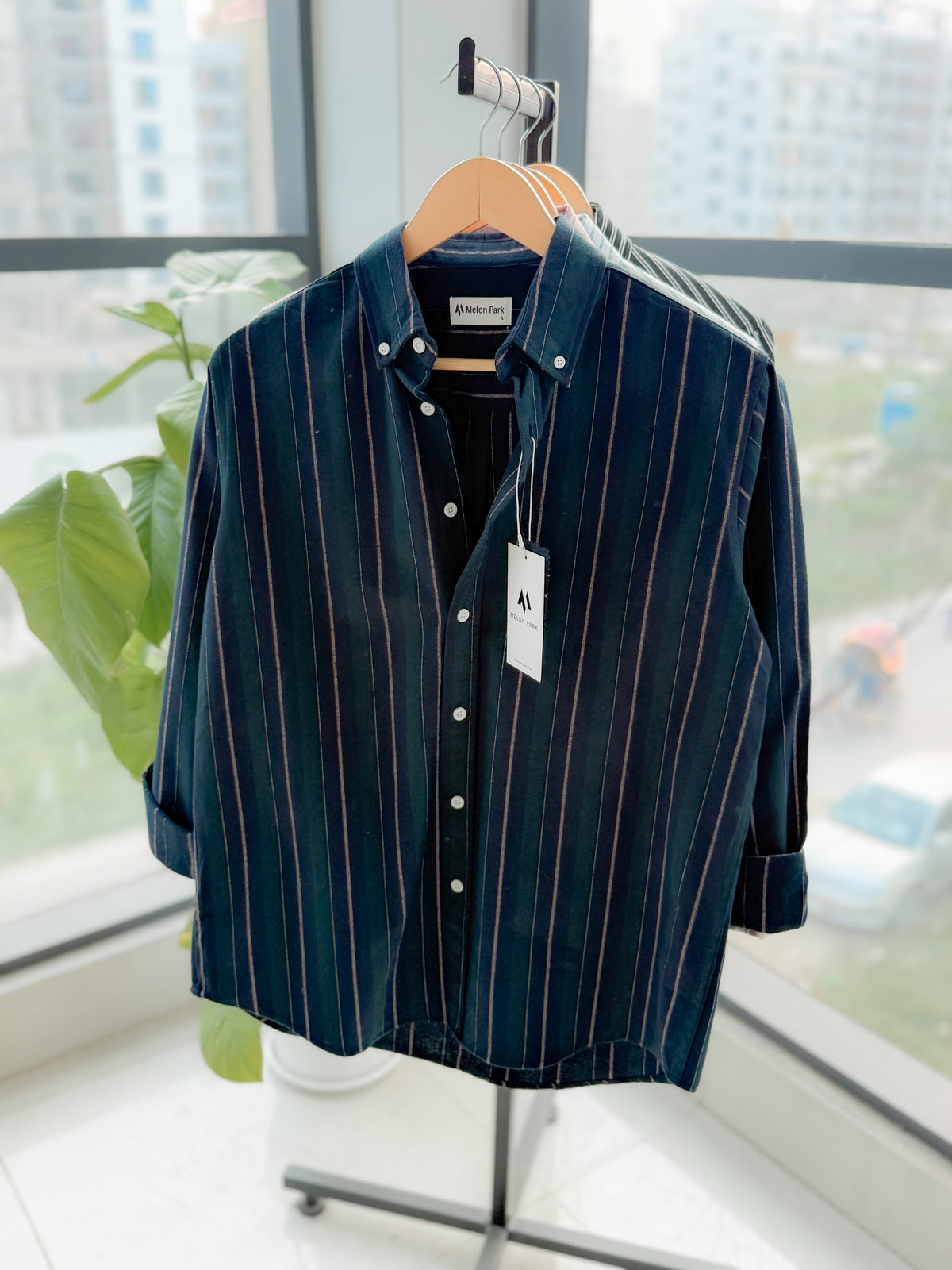 Gentle stripe shirt - Dark Evergreen
