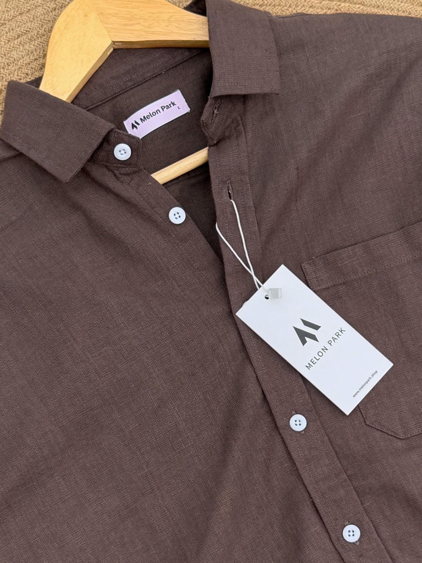 Drop-shoulder boxy shirt - Light Chocolate