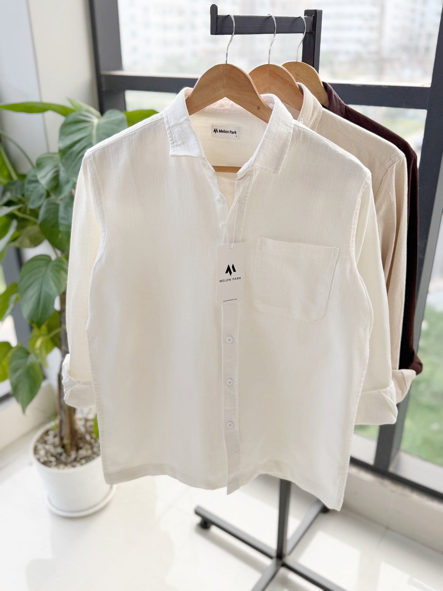 Drop-shoulder boxy shirt - White