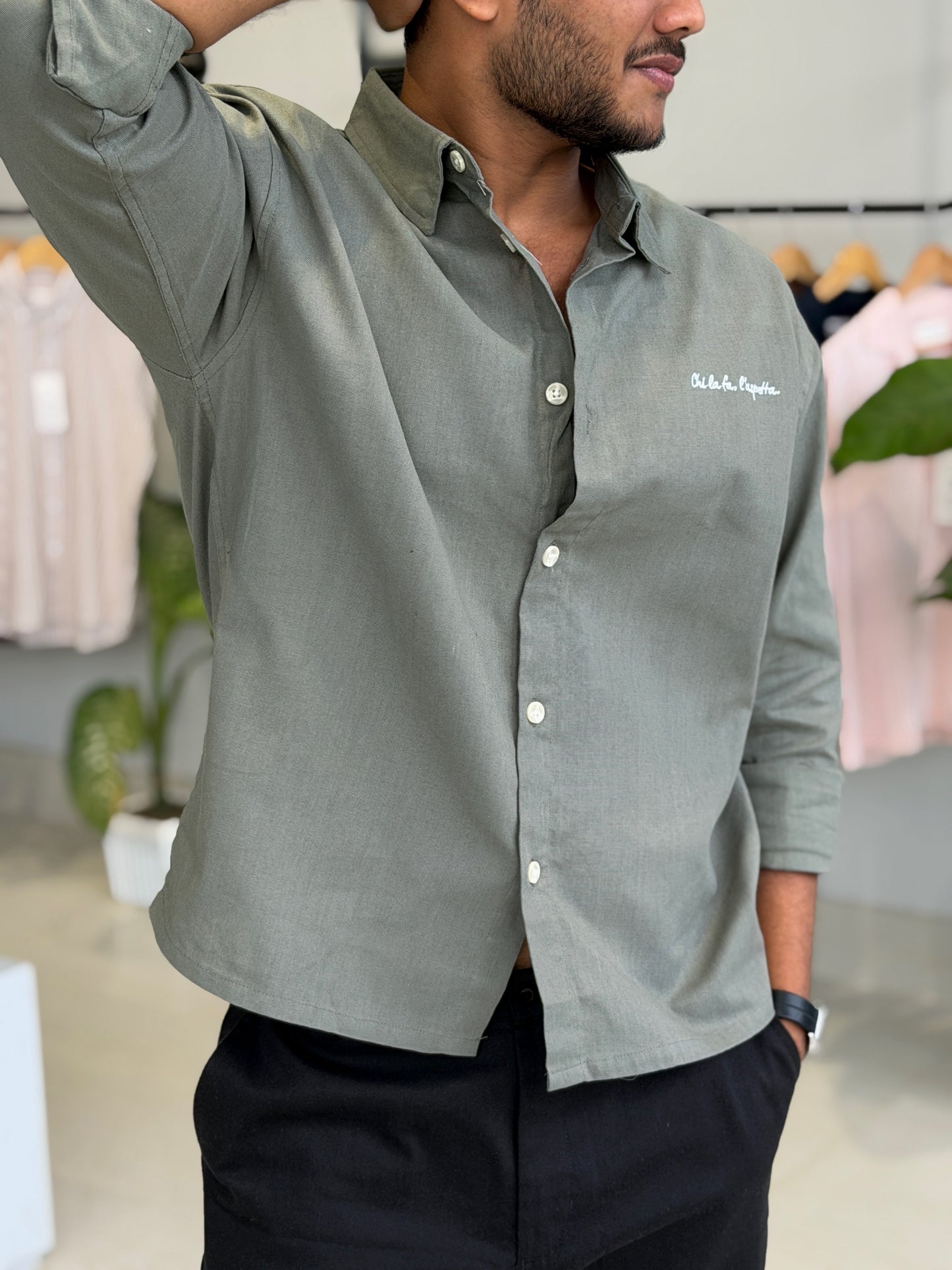 Embroidery Oversized Baggy shirt - Mint