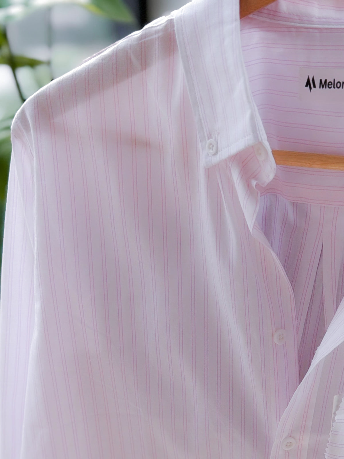 Gentle stripe shirt - White & Soft Pink stripe