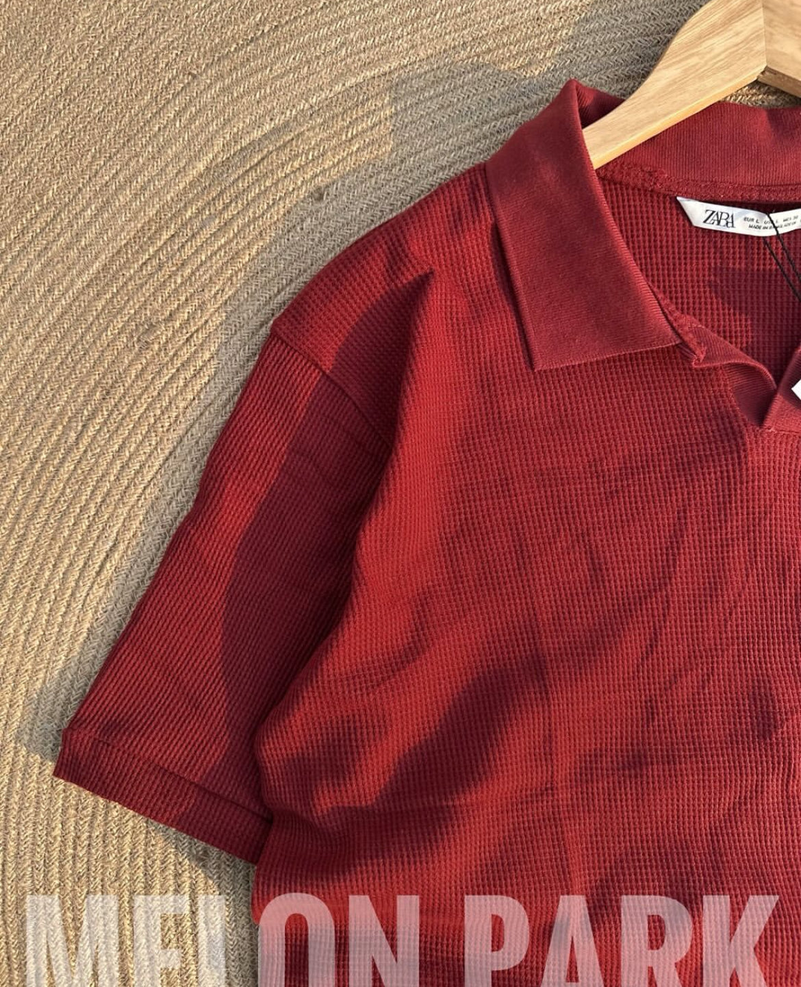 Maroon Thermal Waffle polo