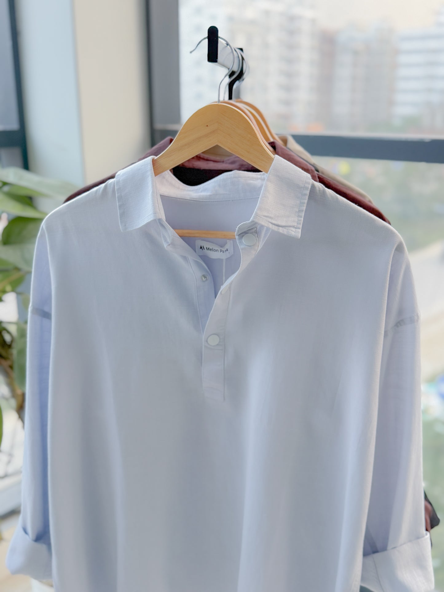 Fine Henley shirt - Powder Blue
