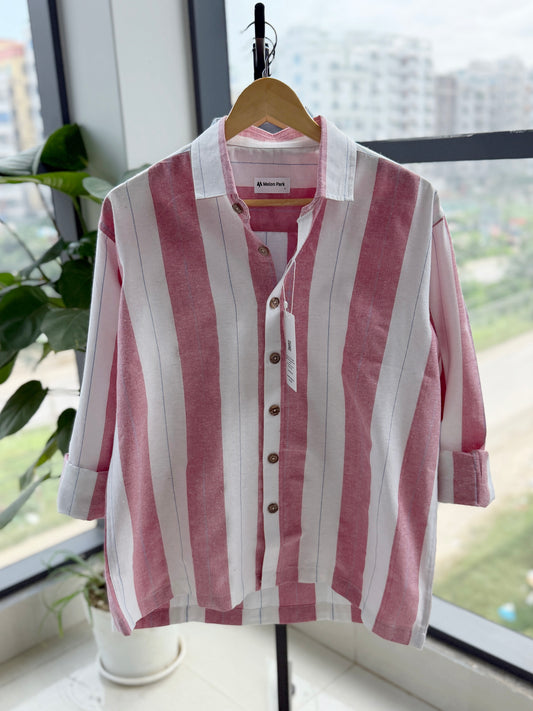 Gentle stripe Drop-shoulder shirt - Raspberry Sorbet