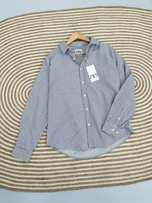 Rich Full Sleeve - White with Blue stripe