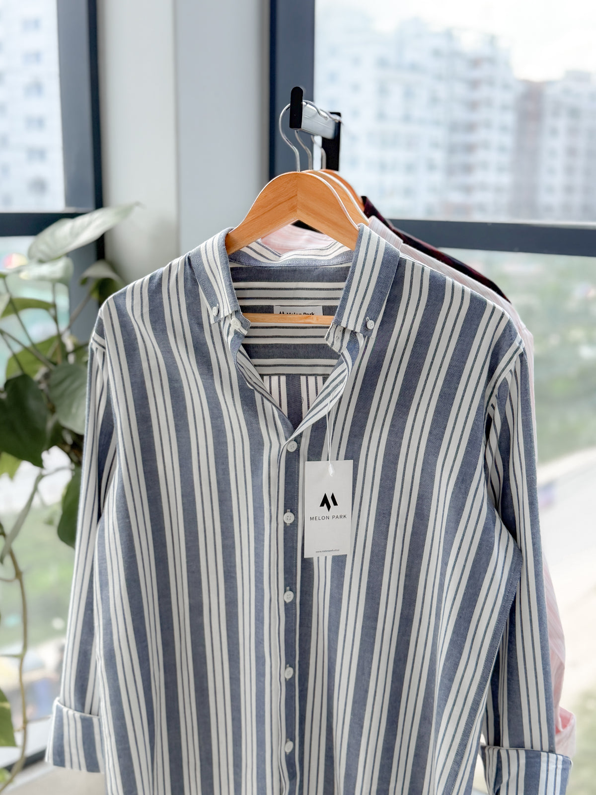 Gentle stripe shirt - Slate Seaside stripe
