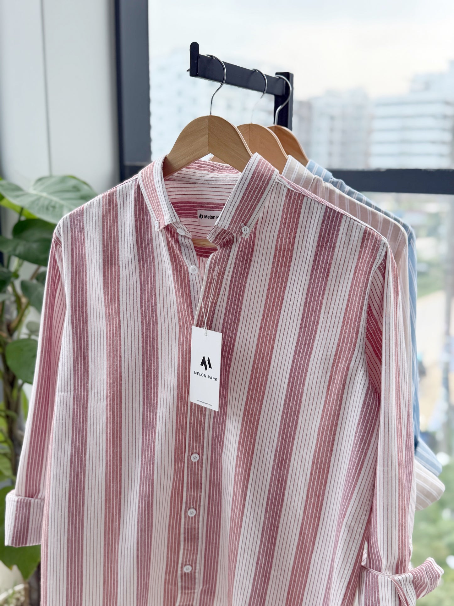 Gentle stripe shirt - Rosewood