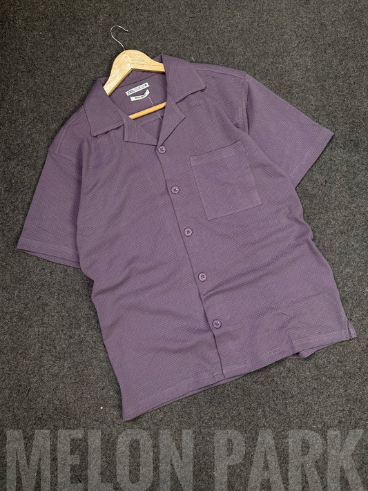 Purple Dropshoulder Cuban Shirt