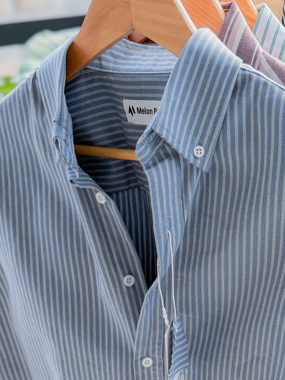 Gentle stripe shirt - Steel Azure