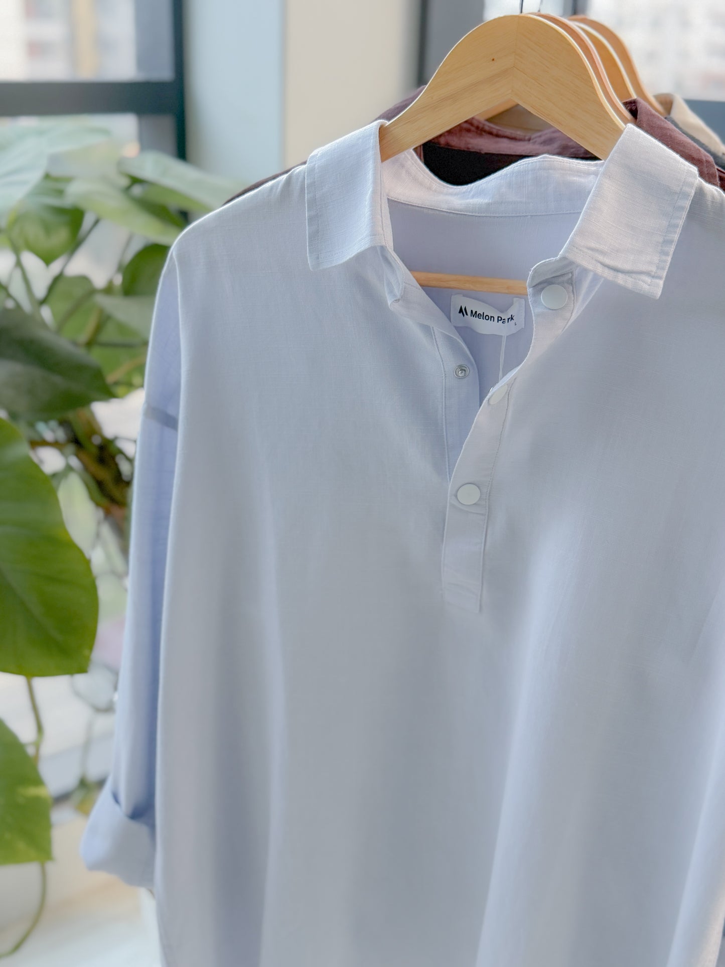 Fine Henley shirt - Powder Blue
